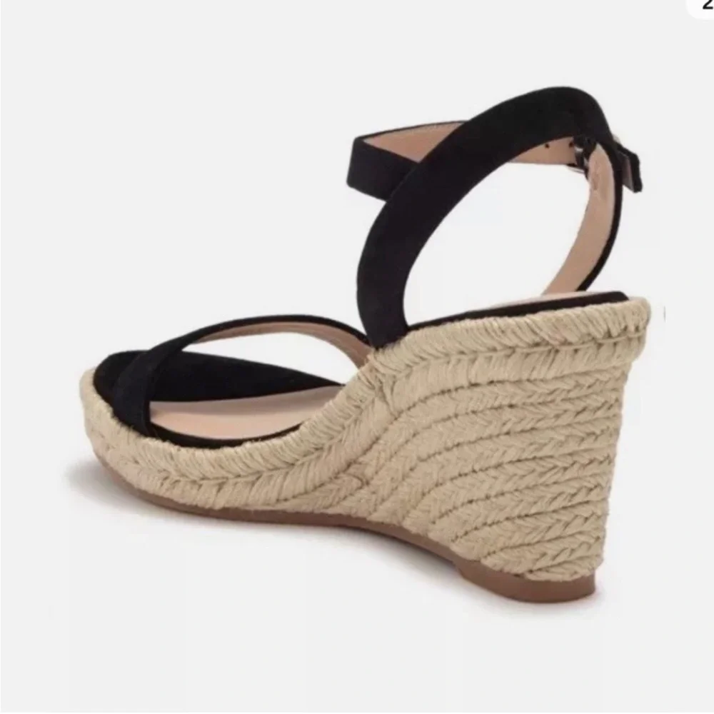 New! Stuart WeitzmanWomen's Teddi Wedge Heel‎ LeatherEspadrille Sandals Sz 9.5